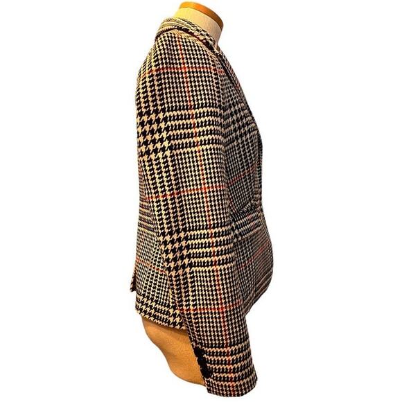 Talbots Wool Blend Houndstooth Plaid Blazer SZ 4 Black White Red Classic Preppy - Picture 4 of 12
